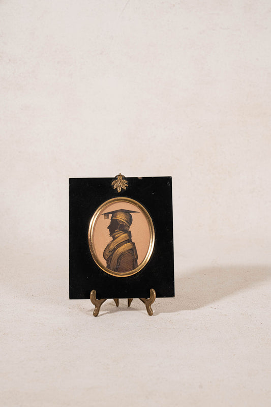 19th Century Framed Silhouette of a Military Graduate With Engraved Backing