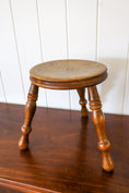 Load image into Gallery viewer, Antique Elmwood Milking Stool with Turned Legs
