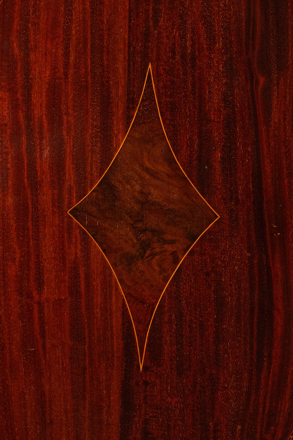 Edwardian Mahogany Diamond Inlay Tray w/ Brass Handles