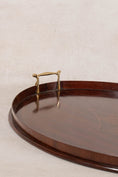 Load image into Gallery viewer, Edwardian Mahogany Diamond Inlay Tray w/ Brass Handles
