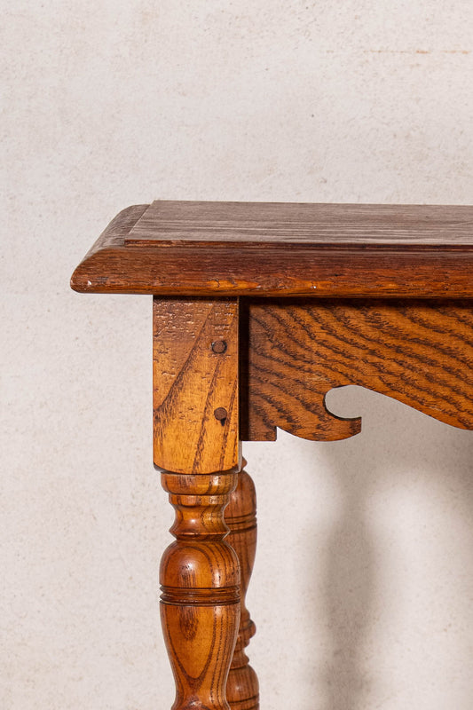 Antique Oak Joint Stool with Interesting Apron