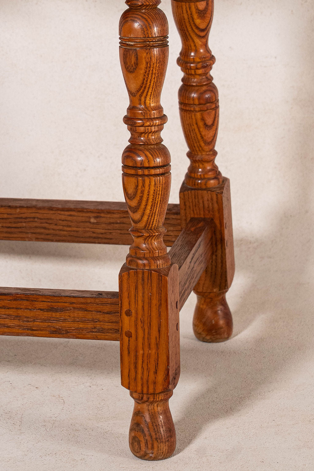 Antique Oak Joint Stool with Interesting Apron
