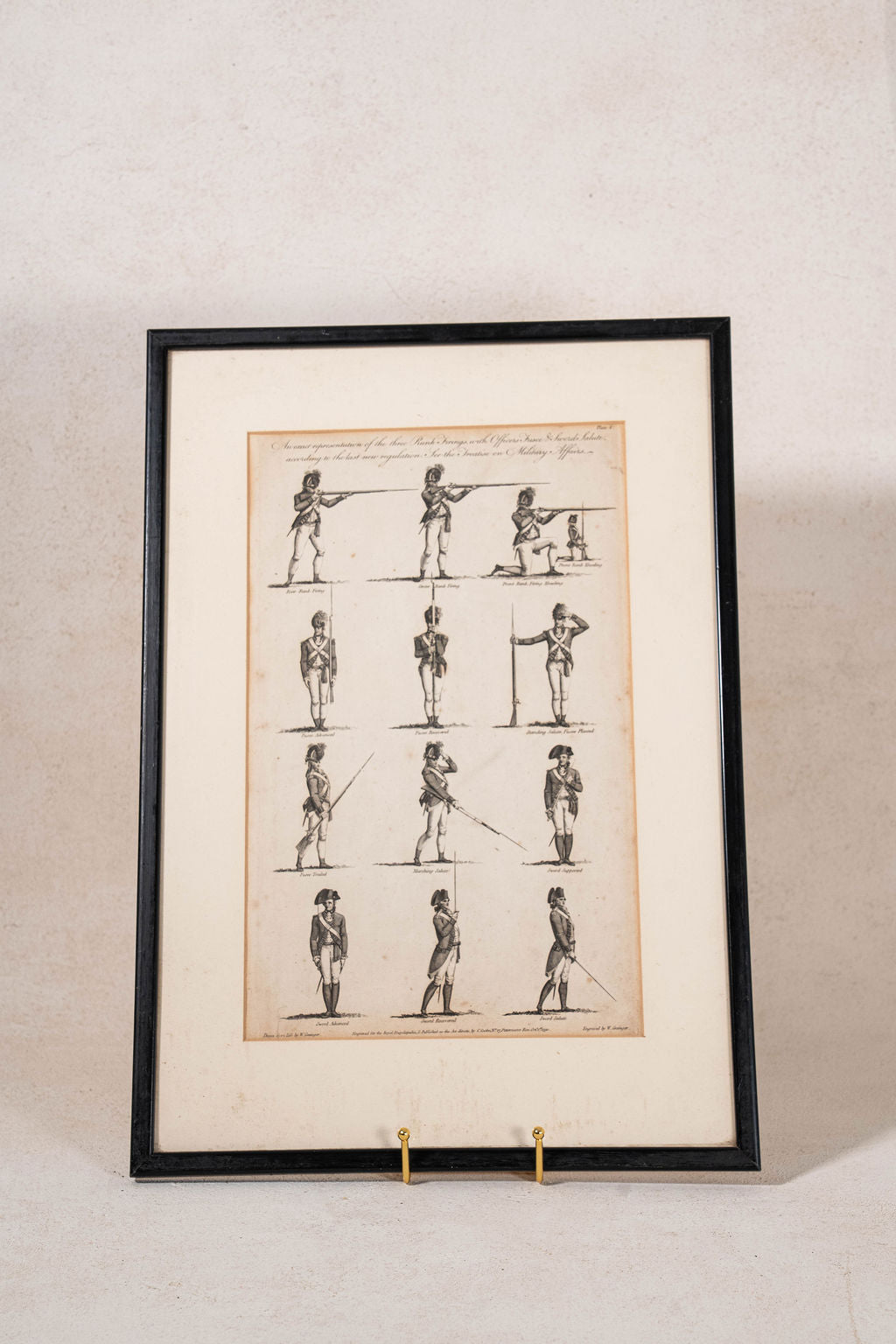 Antique English Black + White Military Engraving