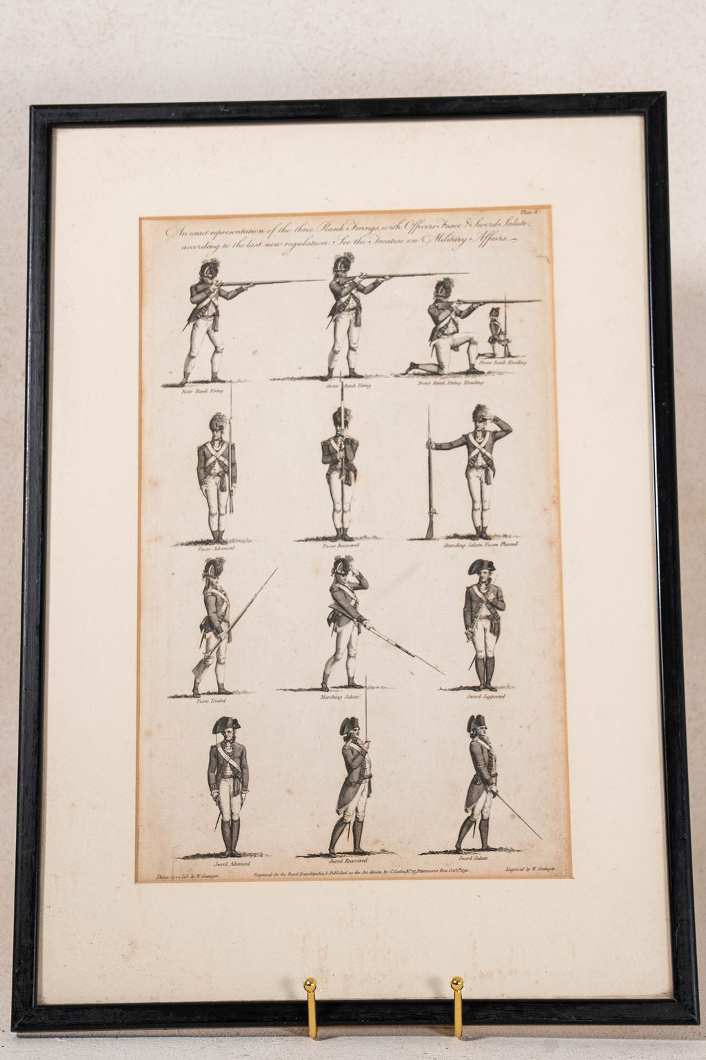 Antique English Black + White Military Engraving