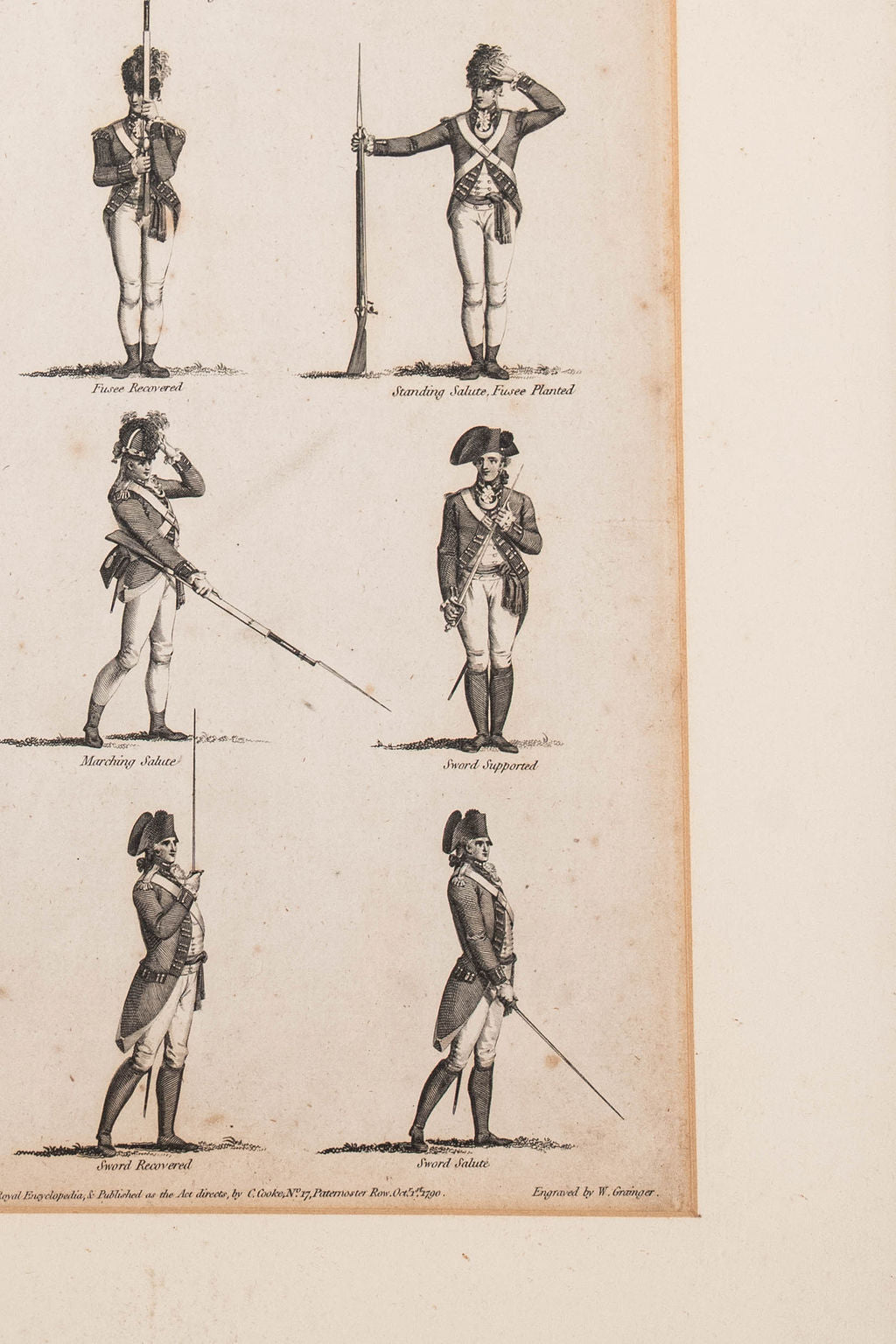 Antique English Black + White Military Engraving
