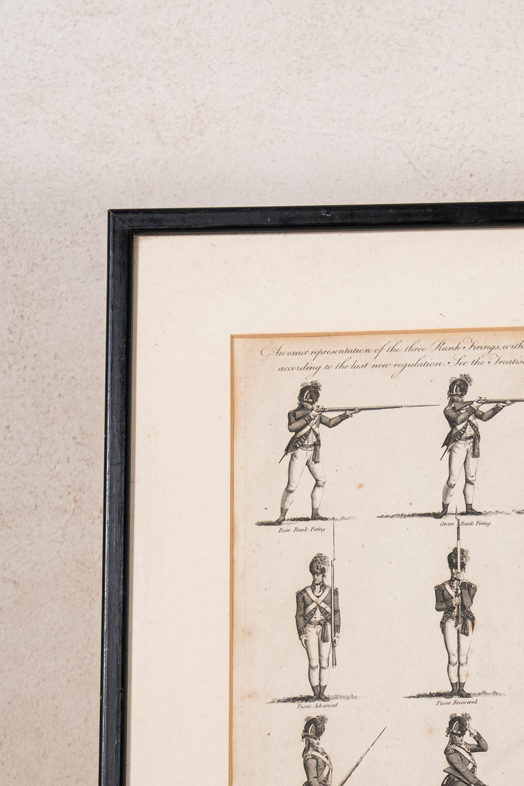 Antique English Black + White Military Engraving