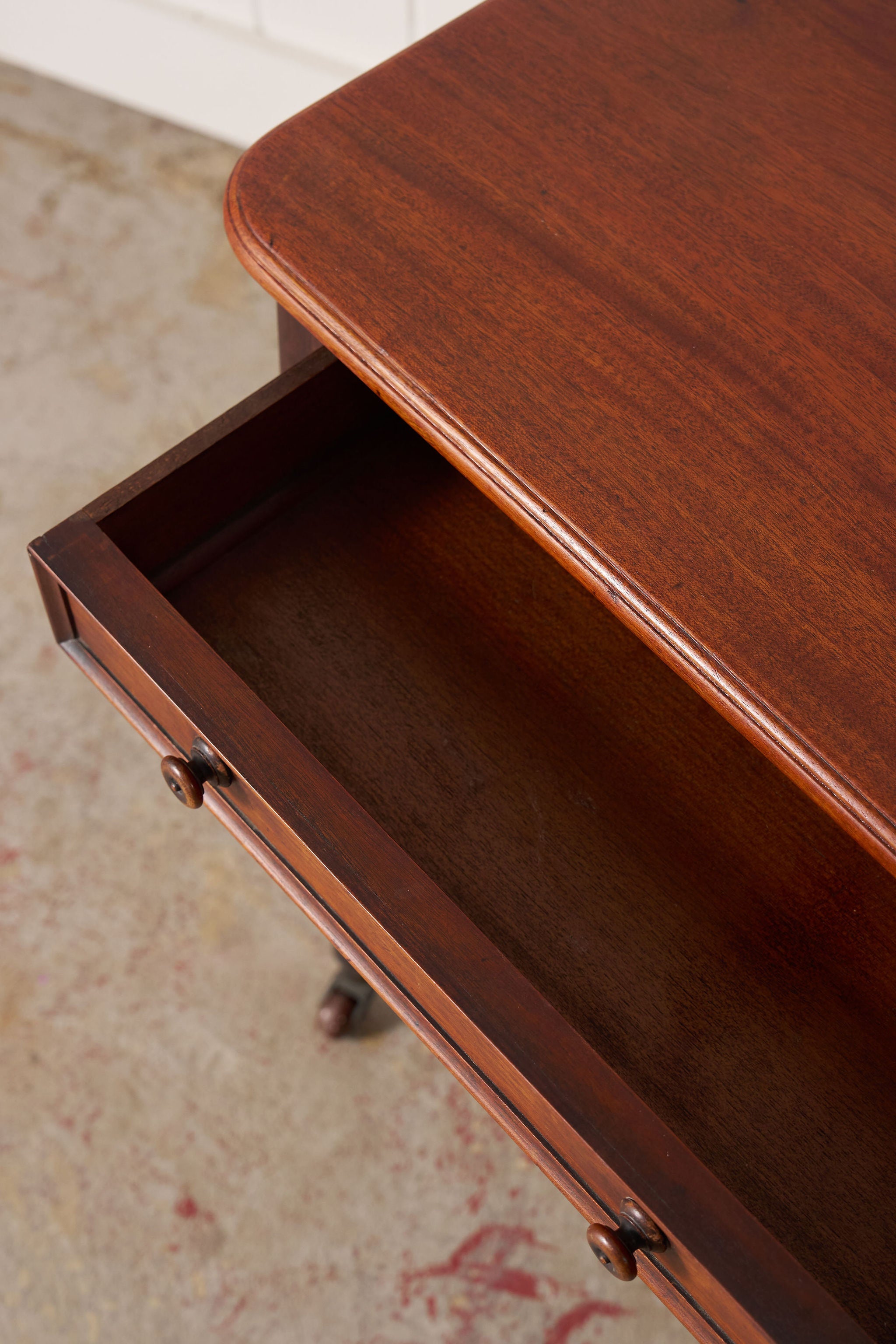 Victorian English Mahogany Single Drawer Side Table on Castors