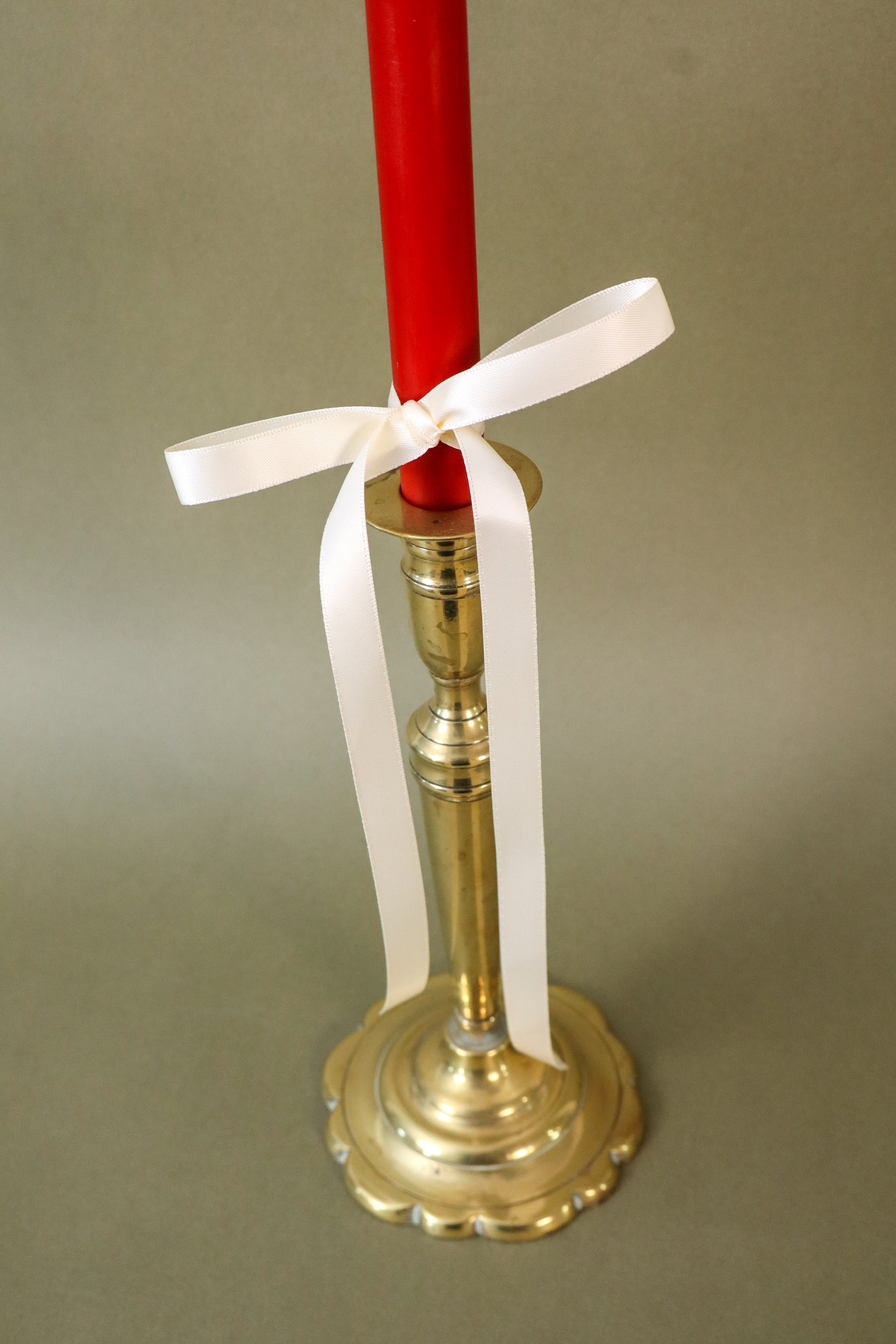 18th Century Brass Seamed Petal Base Candlestick