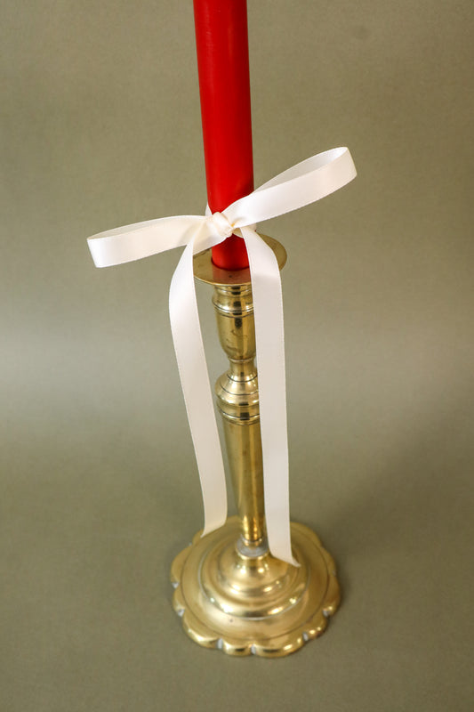 18th Century Brass Seamed Petal Base Candlestick