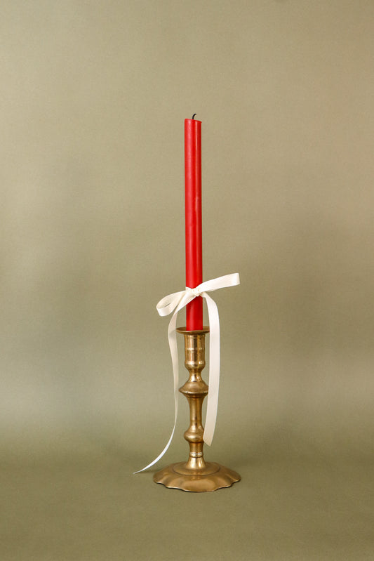 18th Century Brass Seamed Petal Base Candlestick