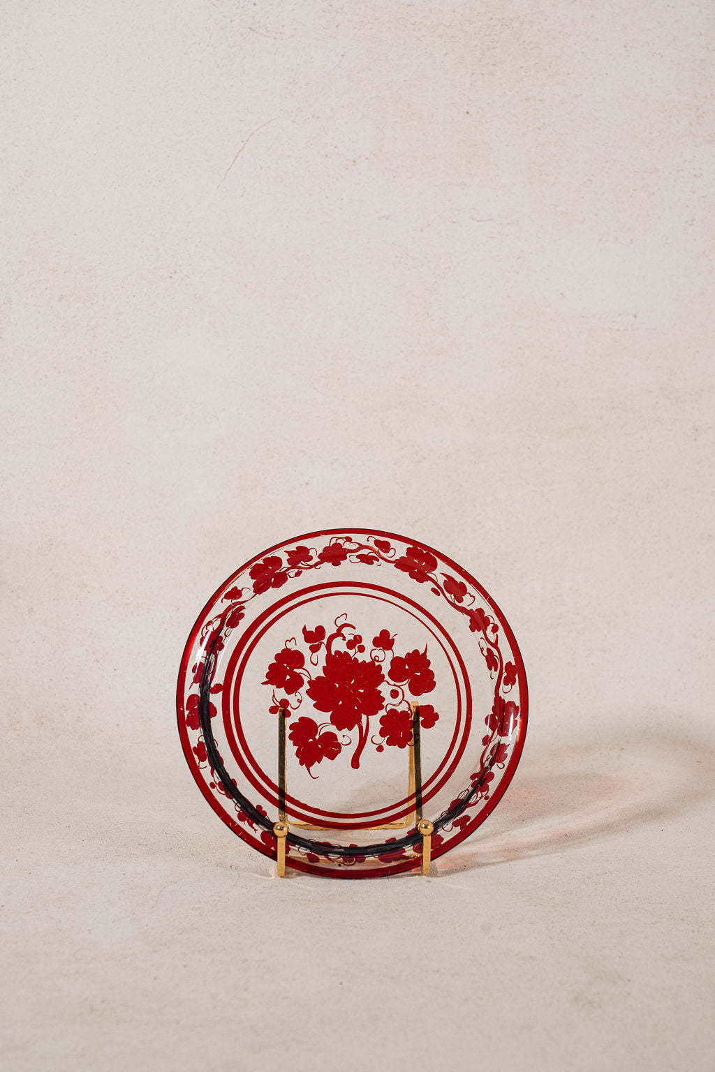 19th Century Victorian Red Bohemian Leaf Plate (c. 1890)