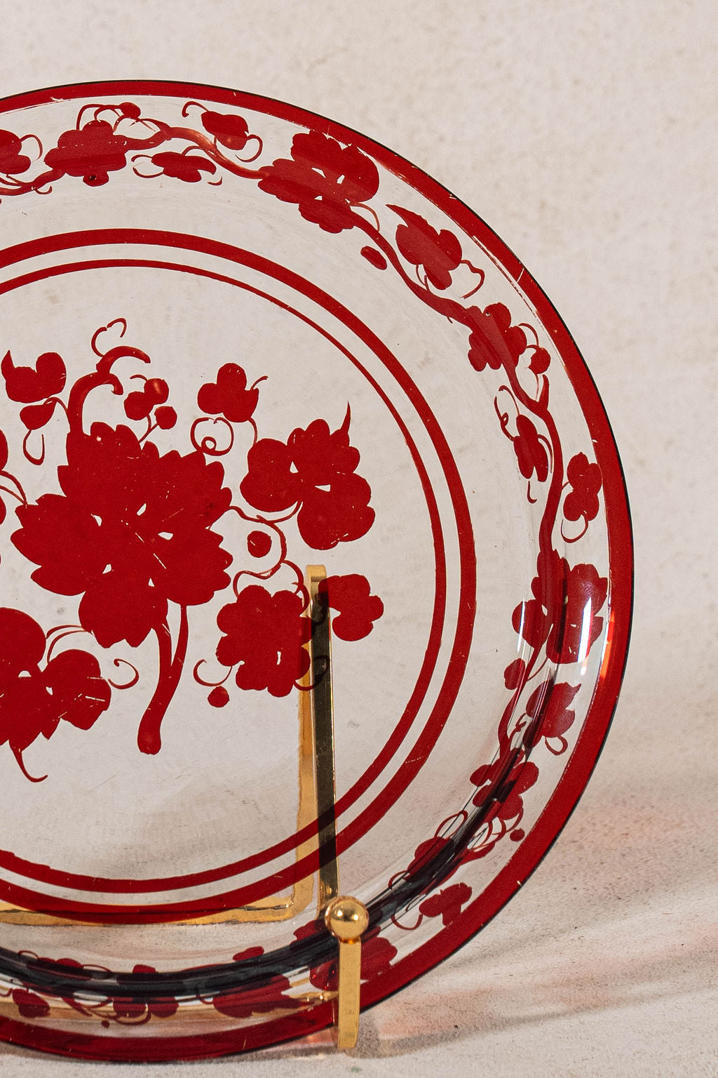 19th Century Victorian Red Bohemian Leaf Plate (c. 1890)