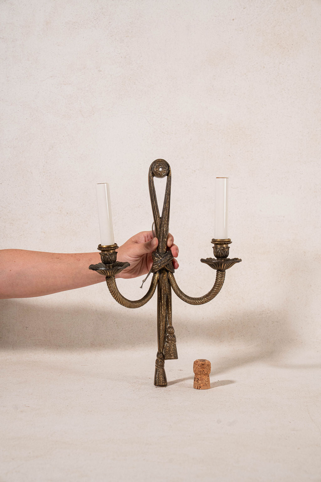PAIR of Electrified Vintage Brass Tassel Sconces