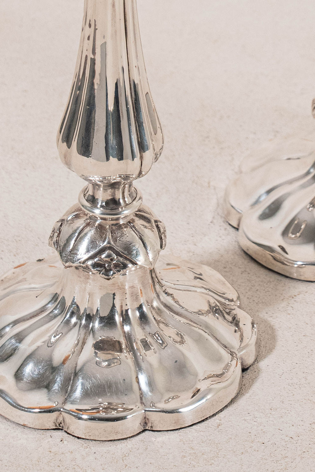 PAIR Antique English Silver Plate Candleholders (c. 1900)