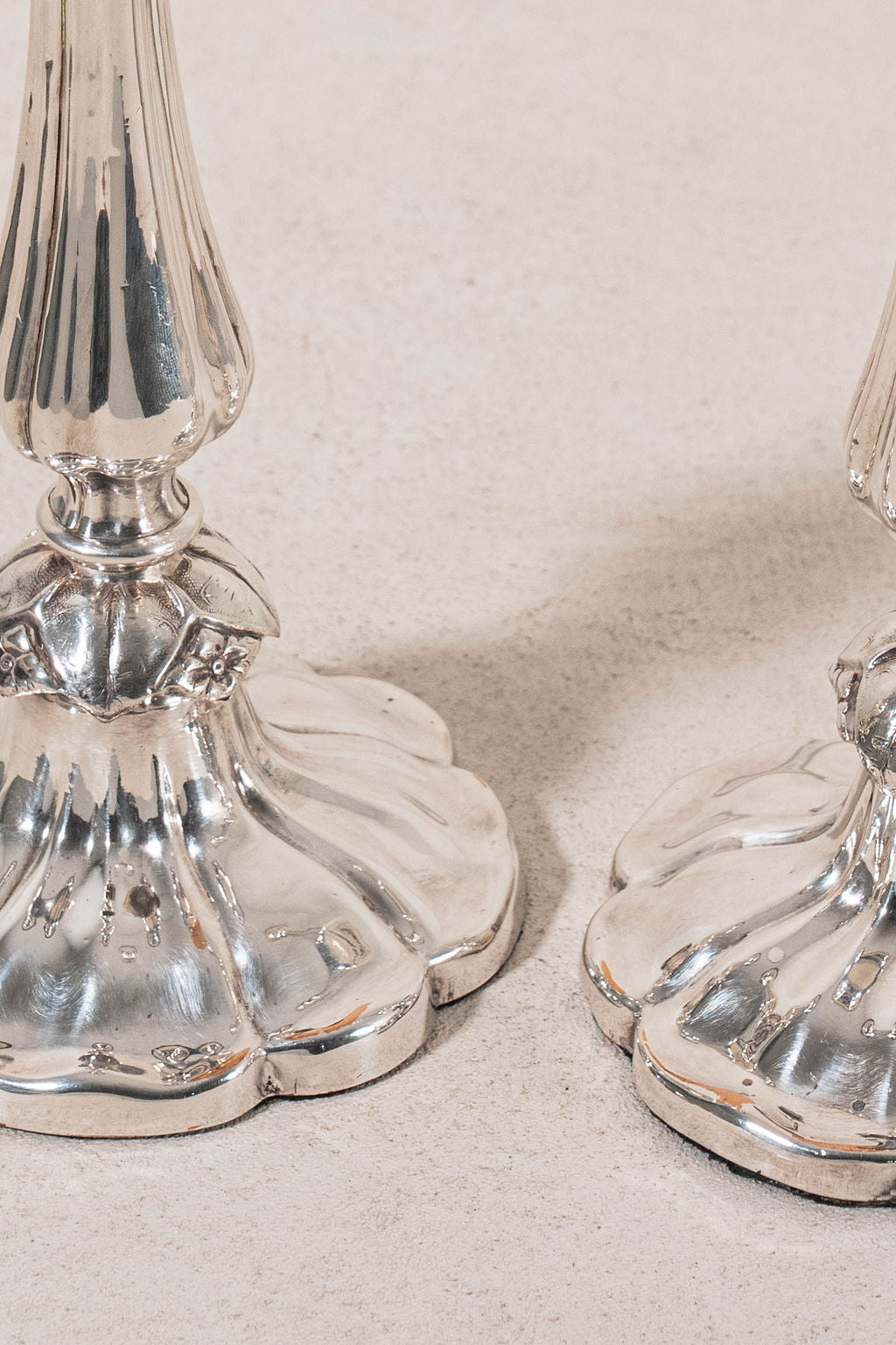 PAIR Antique English Silver Plate Candleholders (c. 1900)