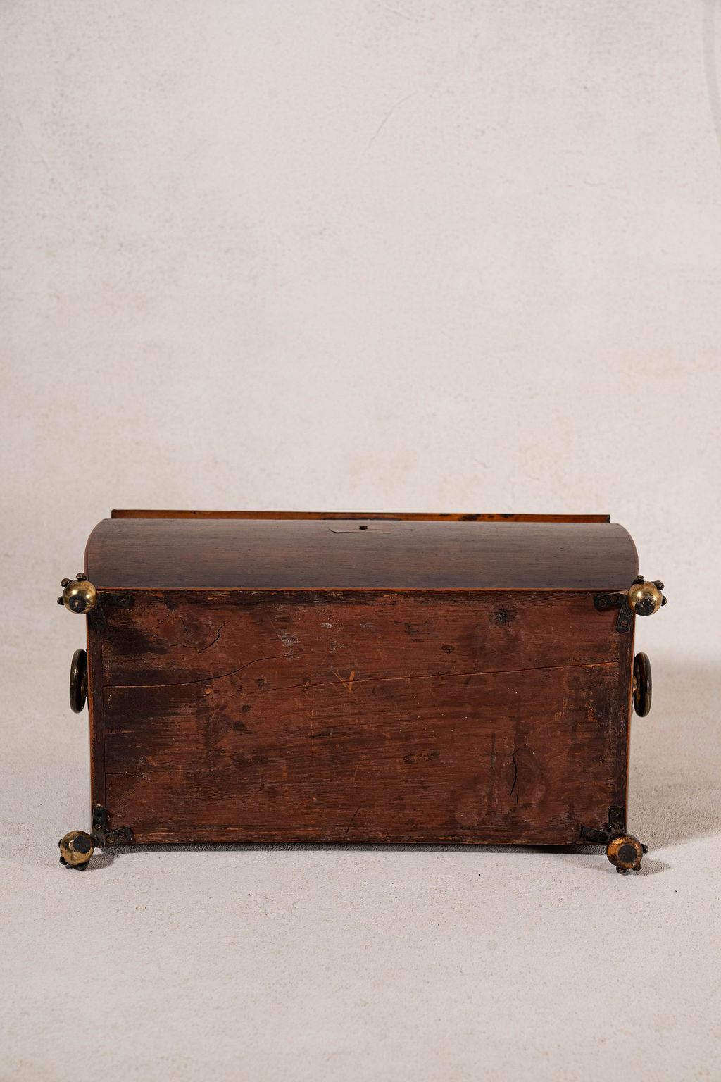 Georgian Rosewood Tea Caddy With Brass Handles + Brass Claw Feet | Original Fittings + Green Interior