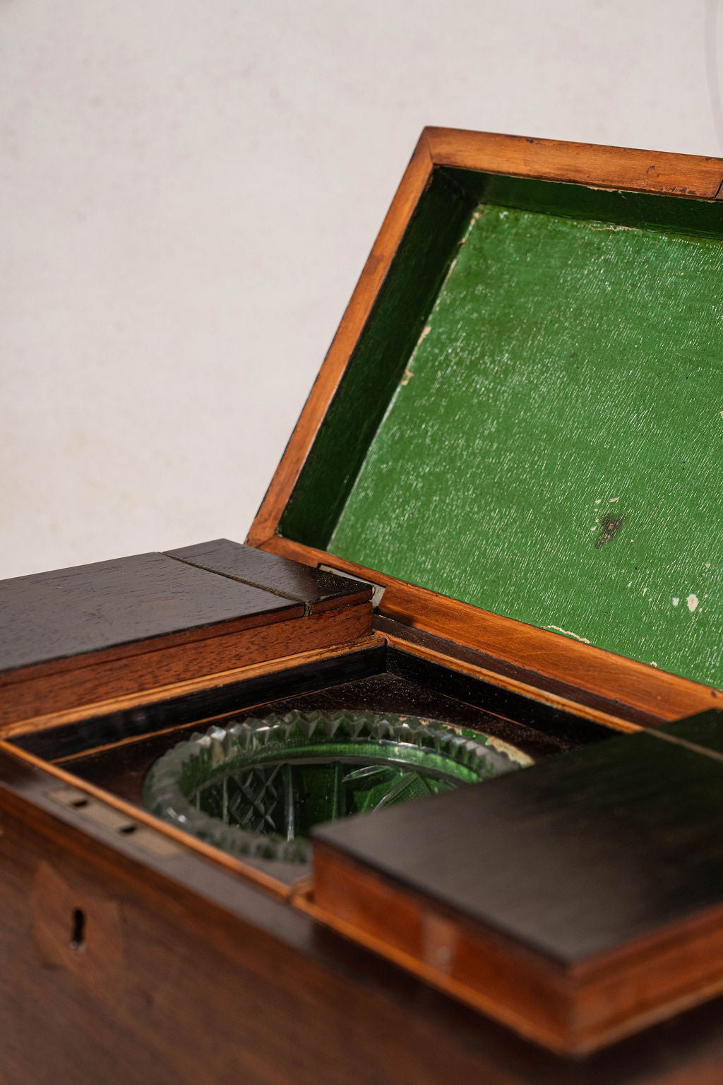 Georgian Rosewood Tea Caddy With Brass Handles + Brass Claw Feet | Original Fittings + Green Interior