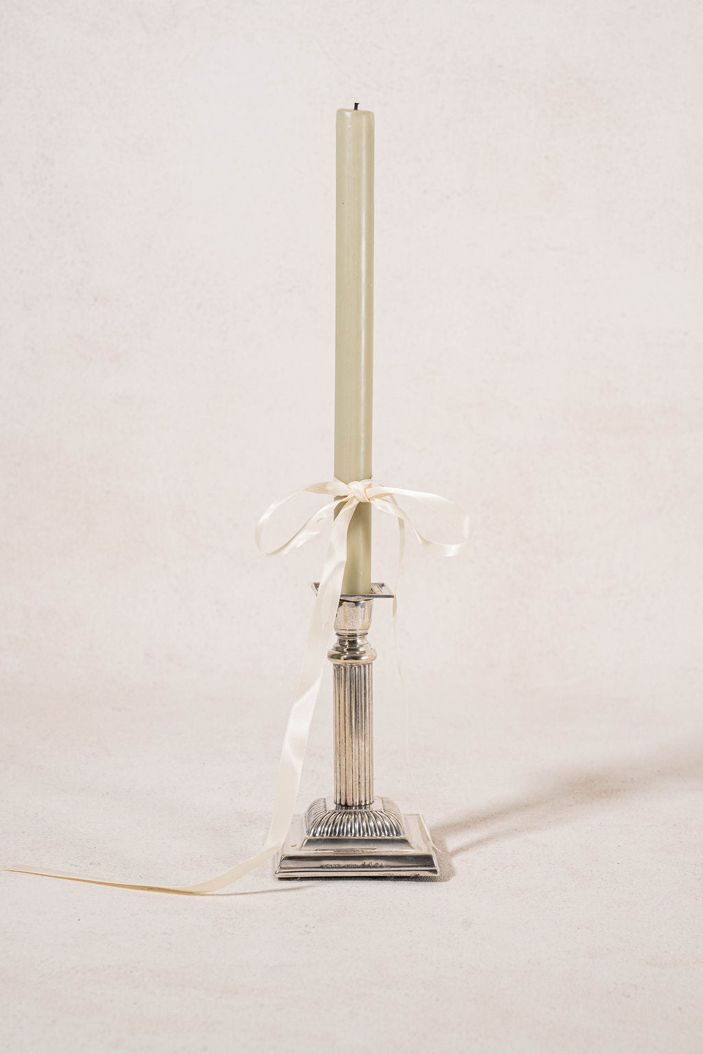Antique English Silver Plate Candlestick with Square Base