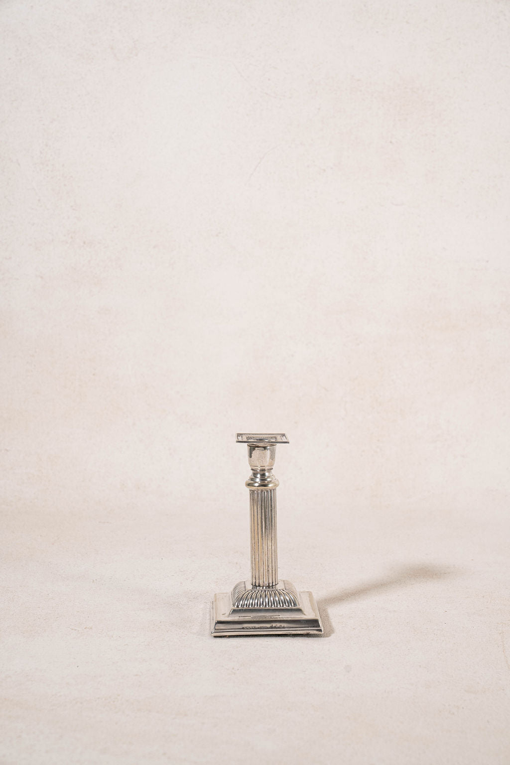 Antique English Silver Plate Candlestick with Square Base