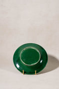 Load image into Gallery viewer, Antique Green Majolica Plate with Scalloped Basketweave + Floral Rim (c. 1870)

