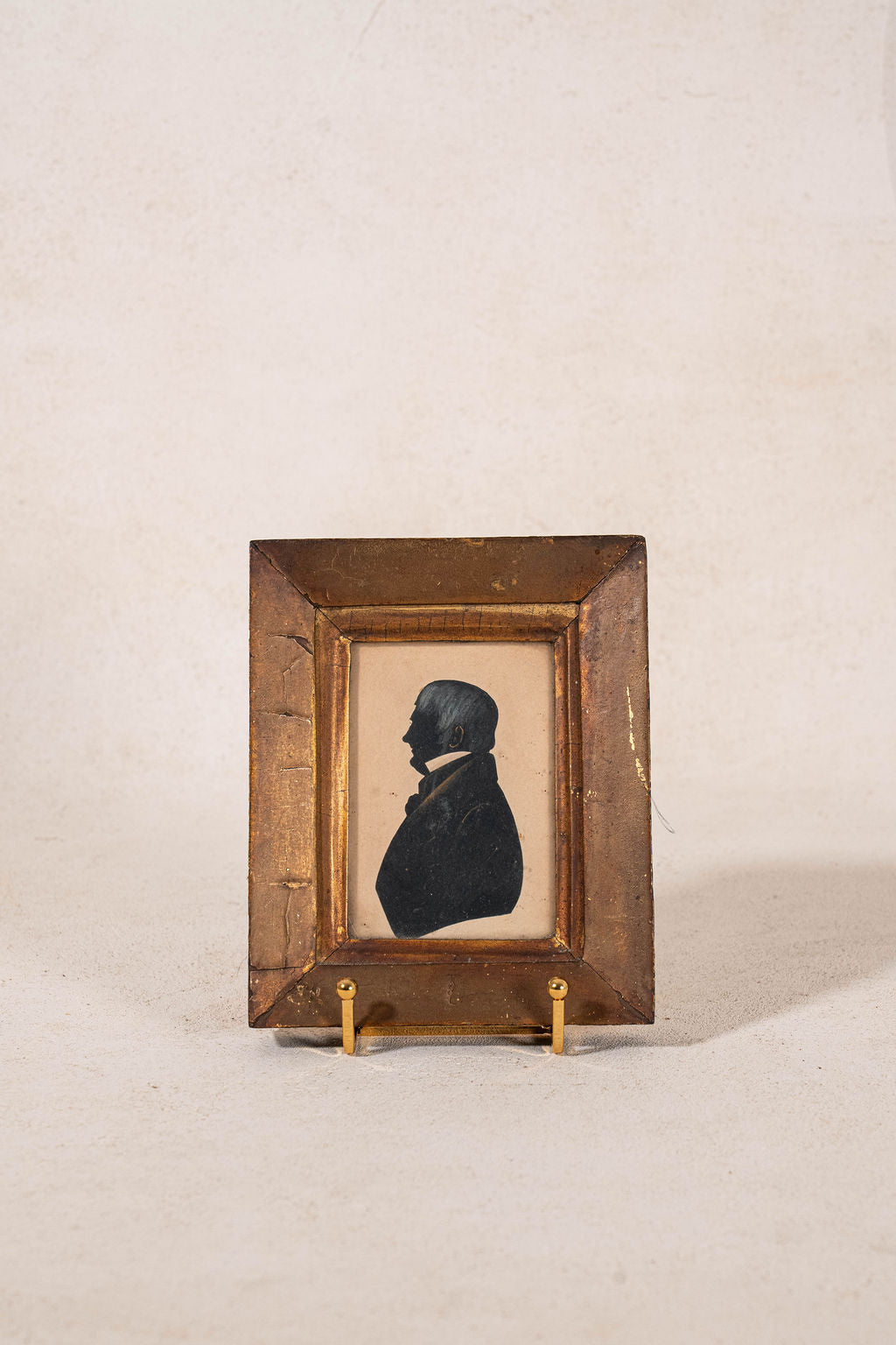 19th-Century English Gentleman Silhouette in Giltwood Frame