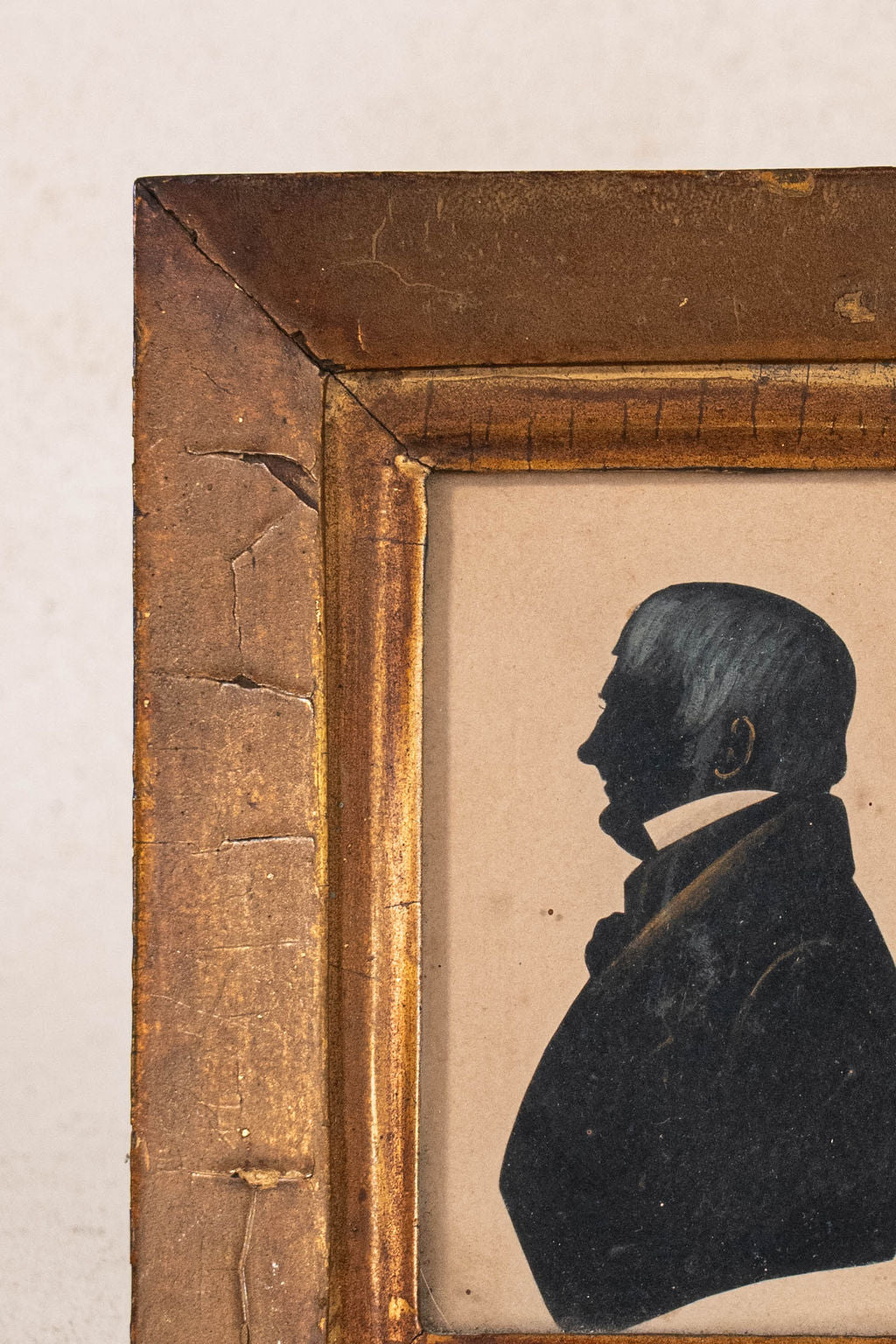 19th-Century English Gentleman Silhouette in Giltwood Frame