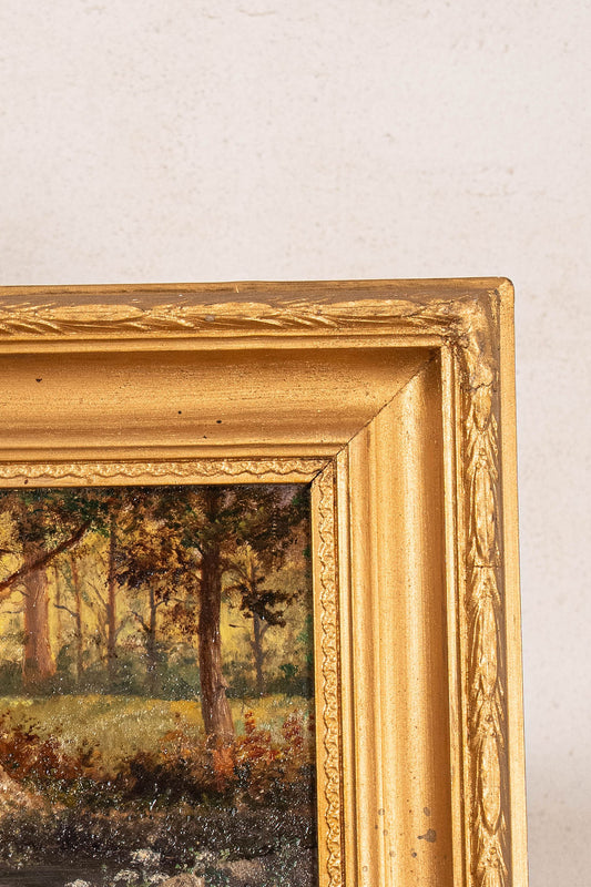 Signed Original Oil On Canvas by M. Quilter (British), Dated 1914 “Woodland Stream in Summer”