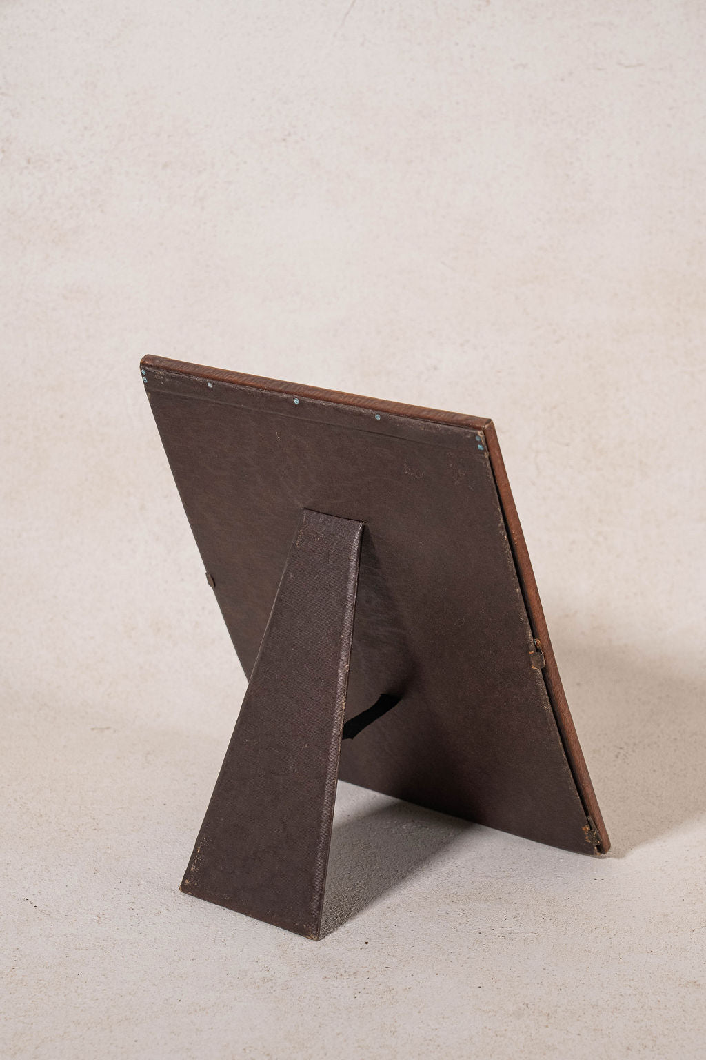 Antique English Brown Embossed Leather Frame (c. 1920)