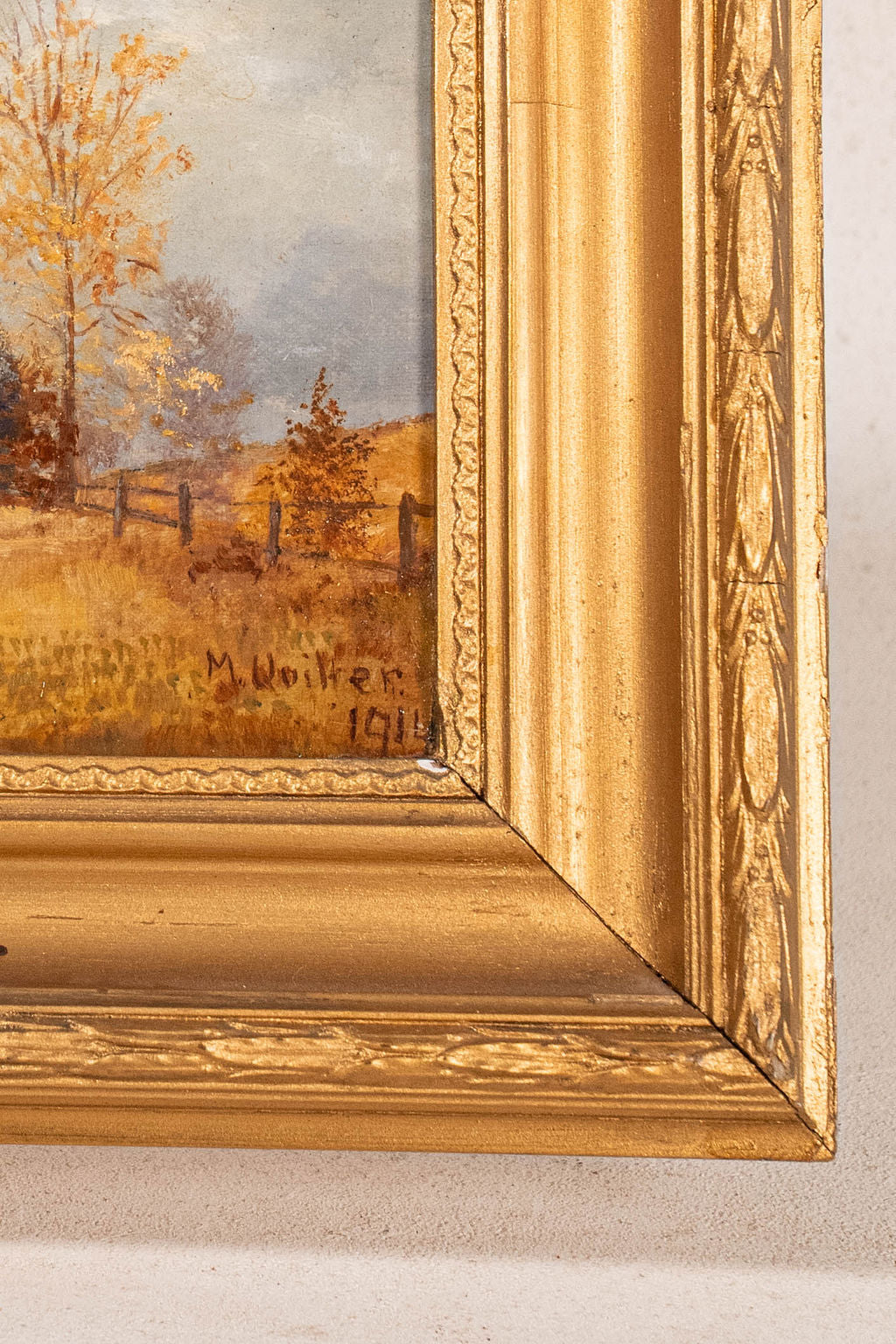 Signed Original Oil On Canvas by M. Quilter (British), Dated 1914 “Late Summer Dales”