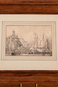 Load image into Gallery viewer, Original 19th Century Gouache + Watercolor Harbor Scene in Oak Frame
