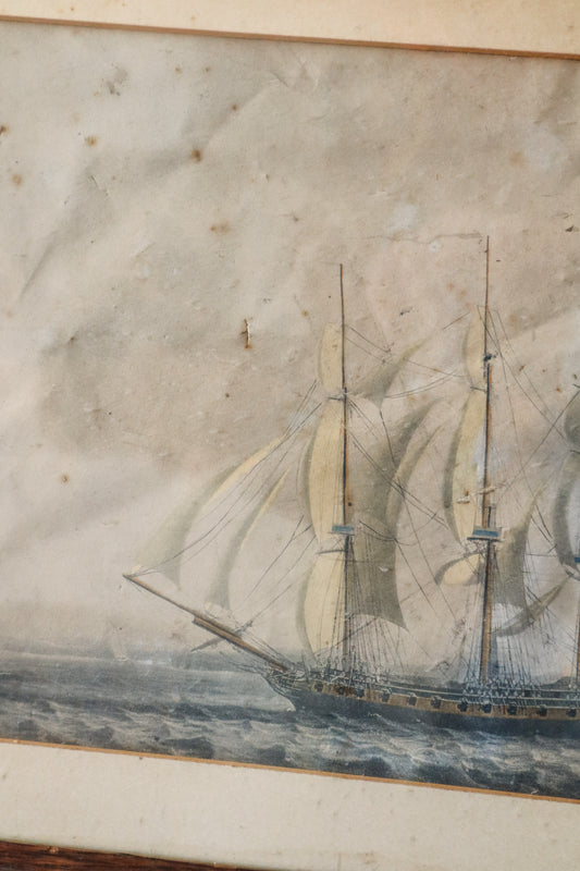 19th Century Maritime Engraving in Oak Frame