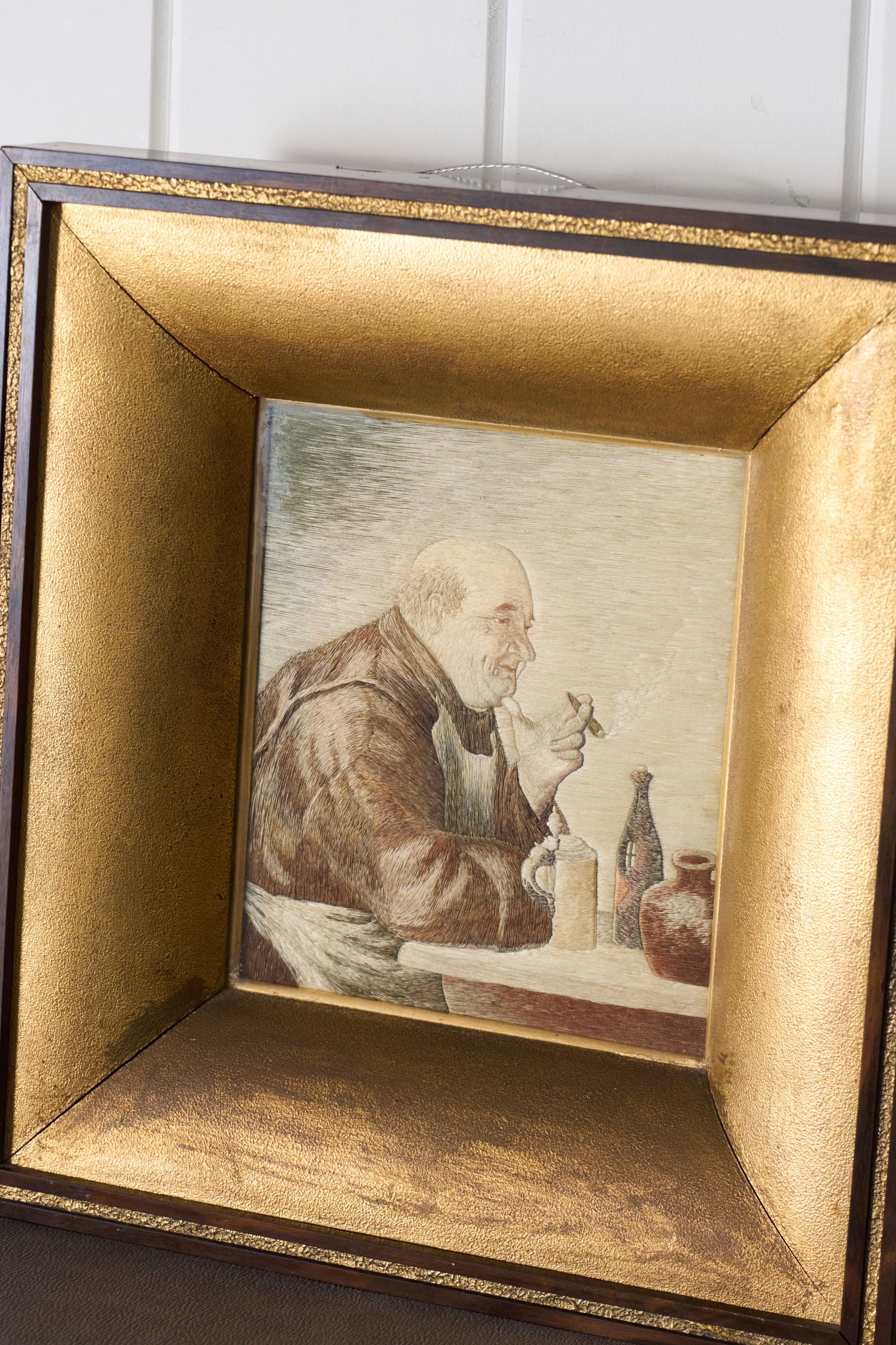 Antique 19th Century Silk Work of Pub Man