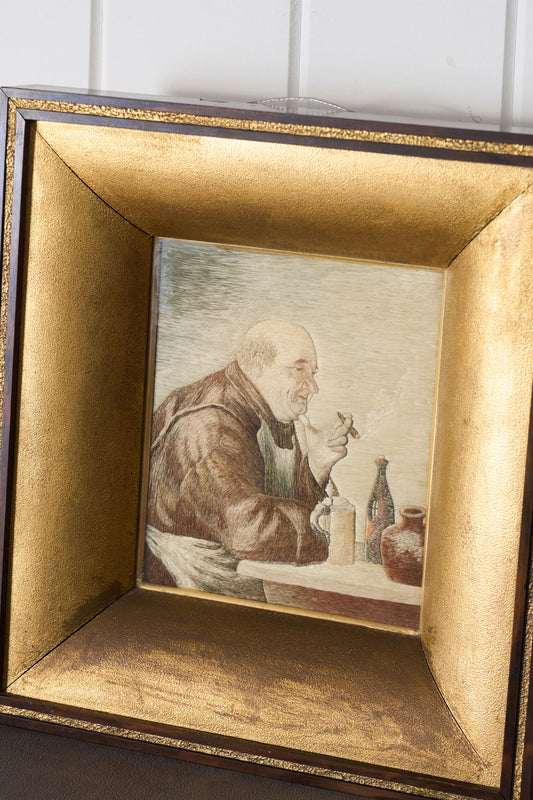 Antique 19th Century Silk Work of Pub Man