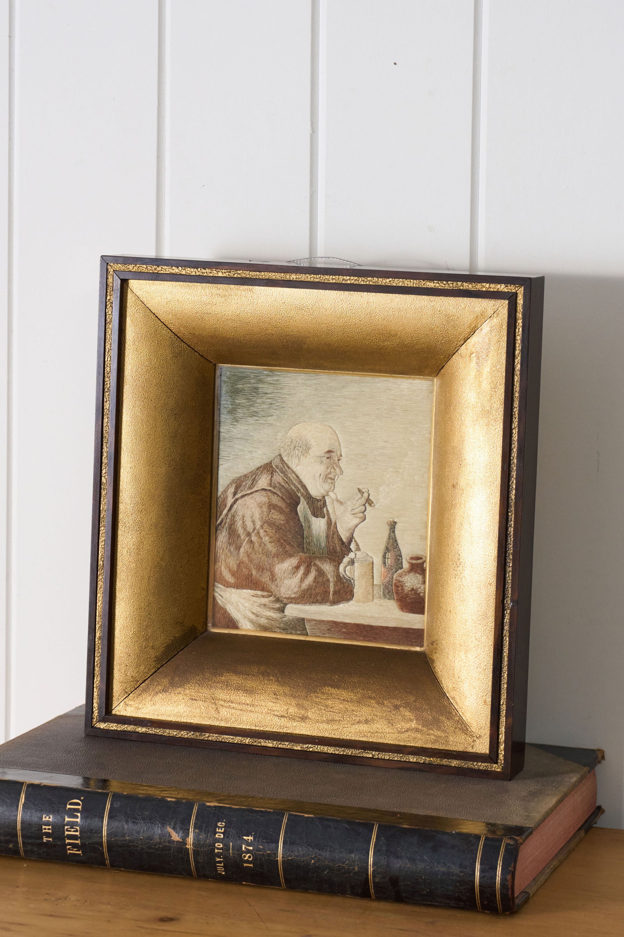 Antique 19th Century Silk Work of Pub Man
