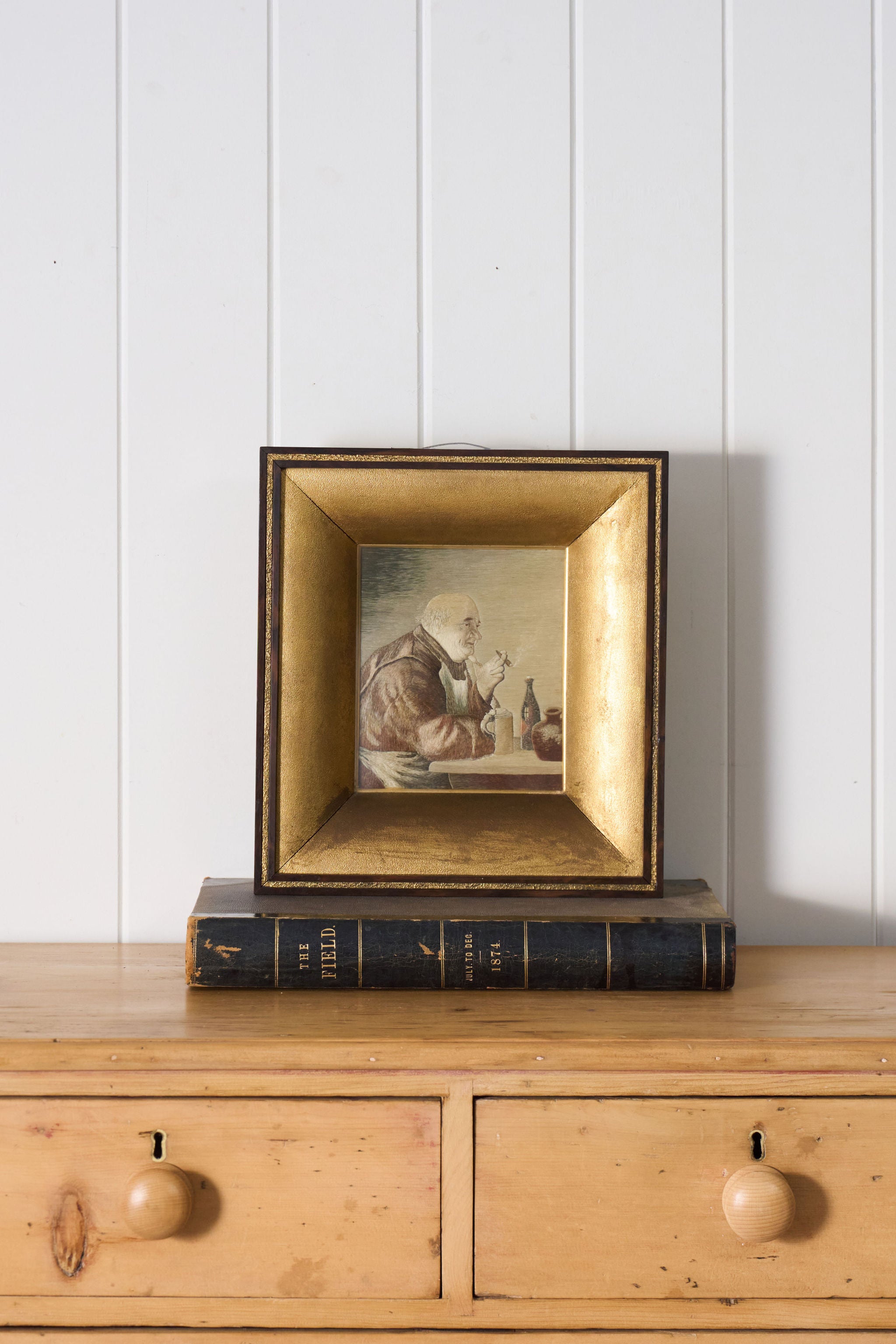 Antique 19th Century Silk Work of Pub Man