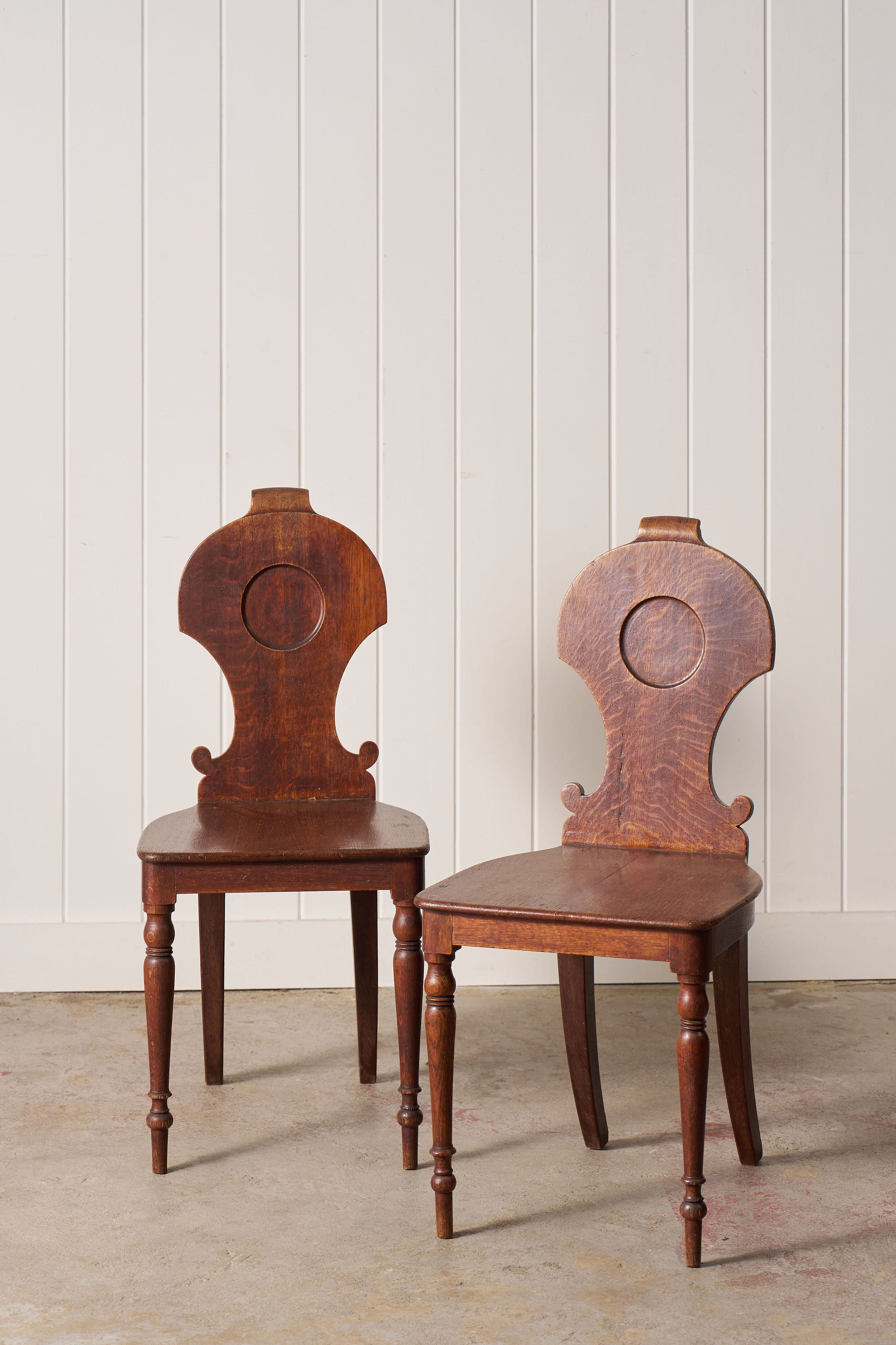 PAIR of 19th Century Oak Hall Chairs