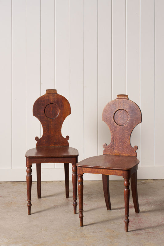 PAIR of 19th Century Oak Hall Chairs