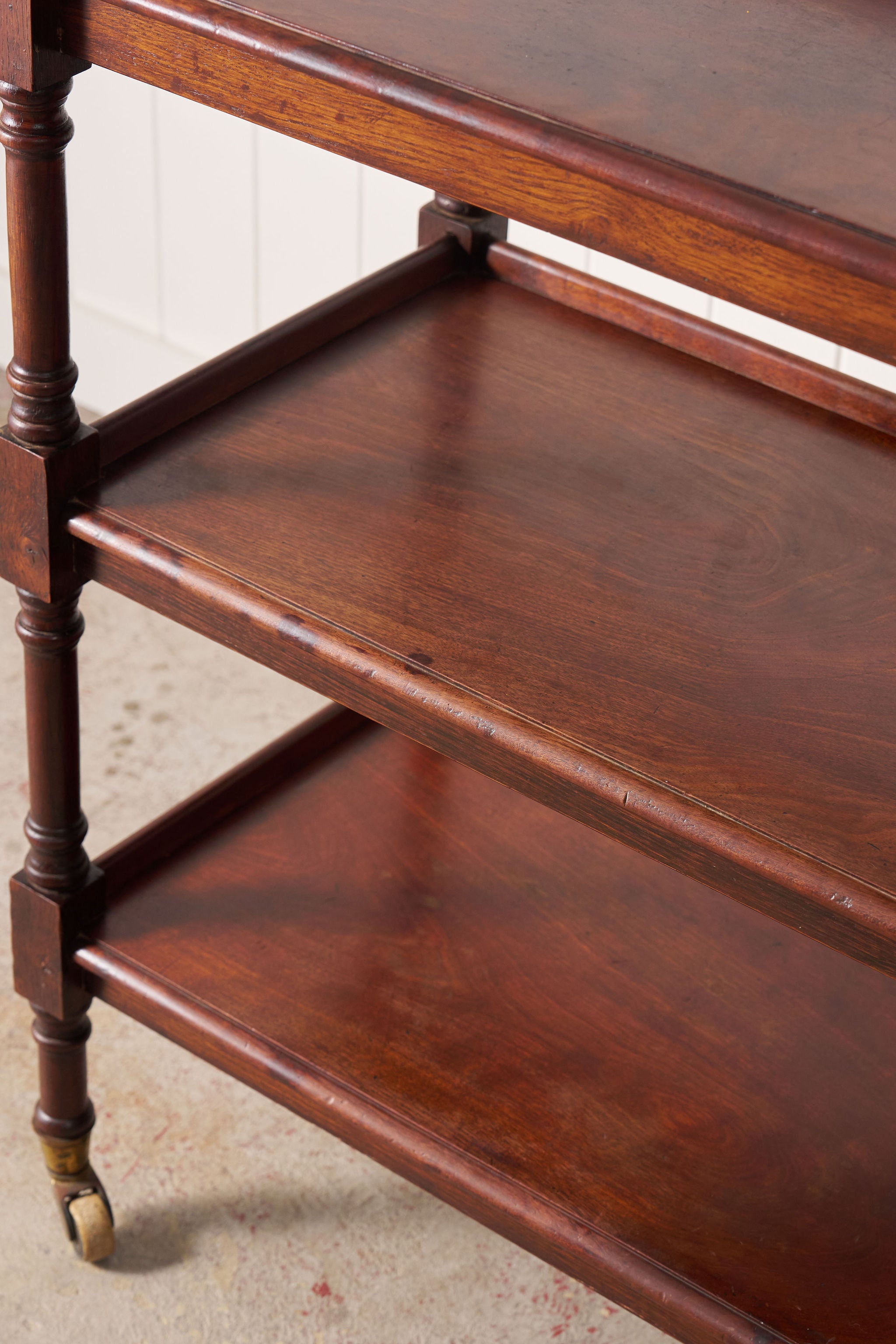 Victorian English Mahogany 3-Tier Trolley On Casters