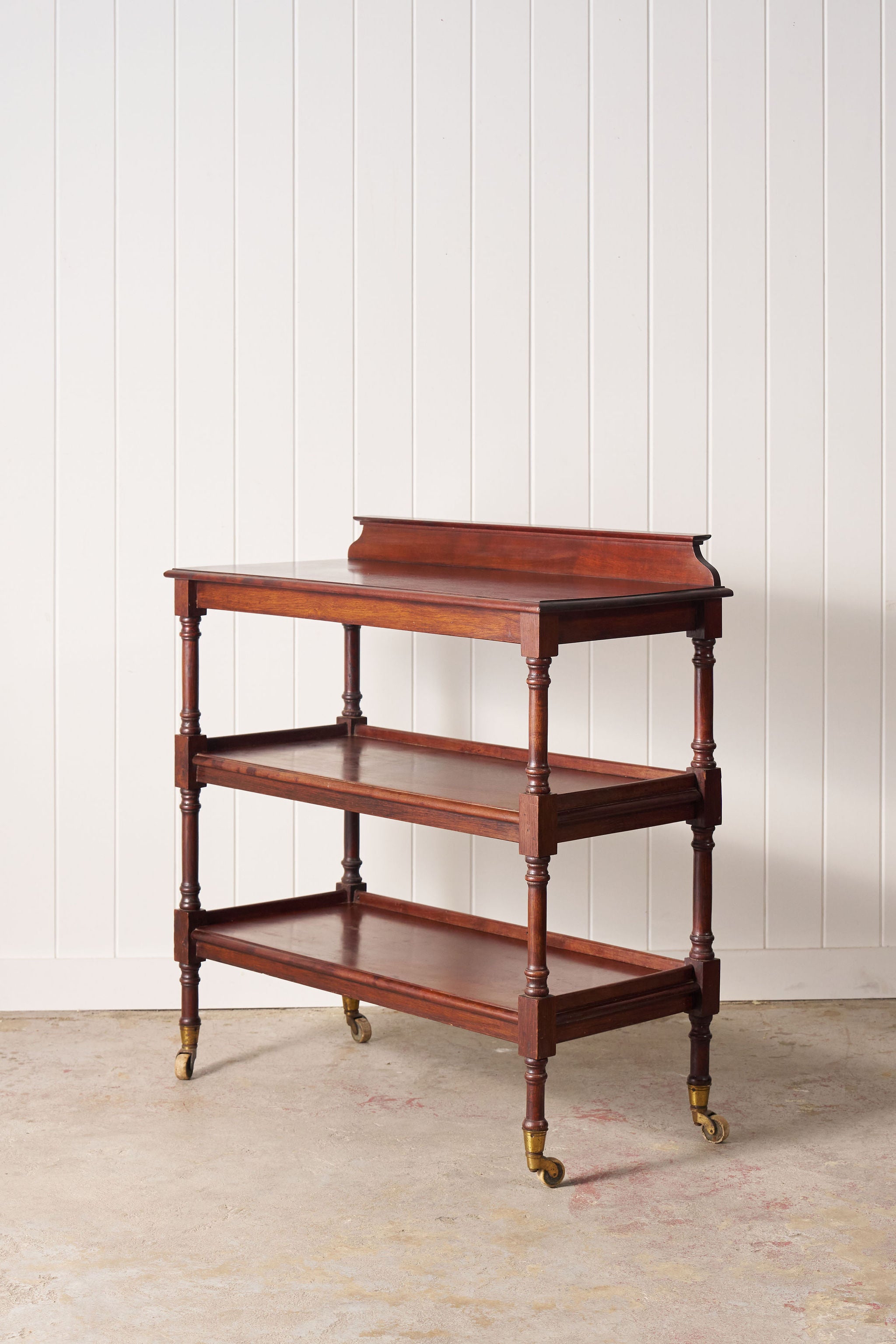 Victorian English Mahogany 3-Tier Trolley On Casters