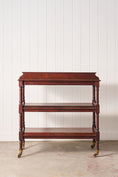 Load image into Gallery viewer, Victorian English Mahogany 3-Tier Trolley On Casters
