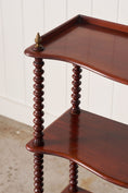 Load image into Gallery viewer, Victorian Mahogany 3-Tier Whatnot With Bobbin Legs On Casters
