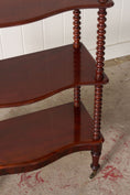 Load image into Gallery viewer, Victorian Mahogany 3-Tier Whatnot With Bobbin Legs On Casters
