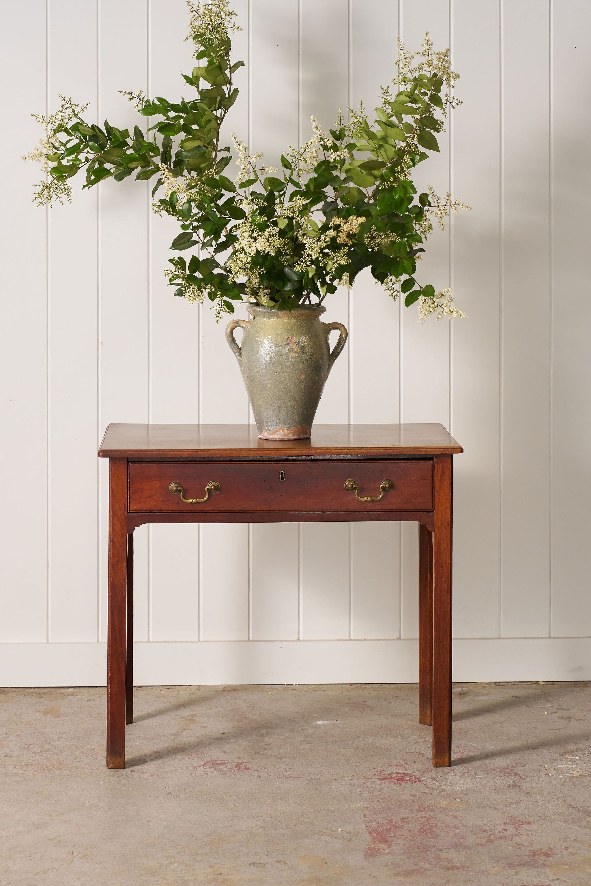 Georgian Mahogany Single Drawer Side Table with Swan Pulls