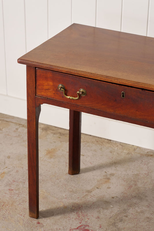 Georgian Mahogany Single Drawer Side Table with Swan Pulls