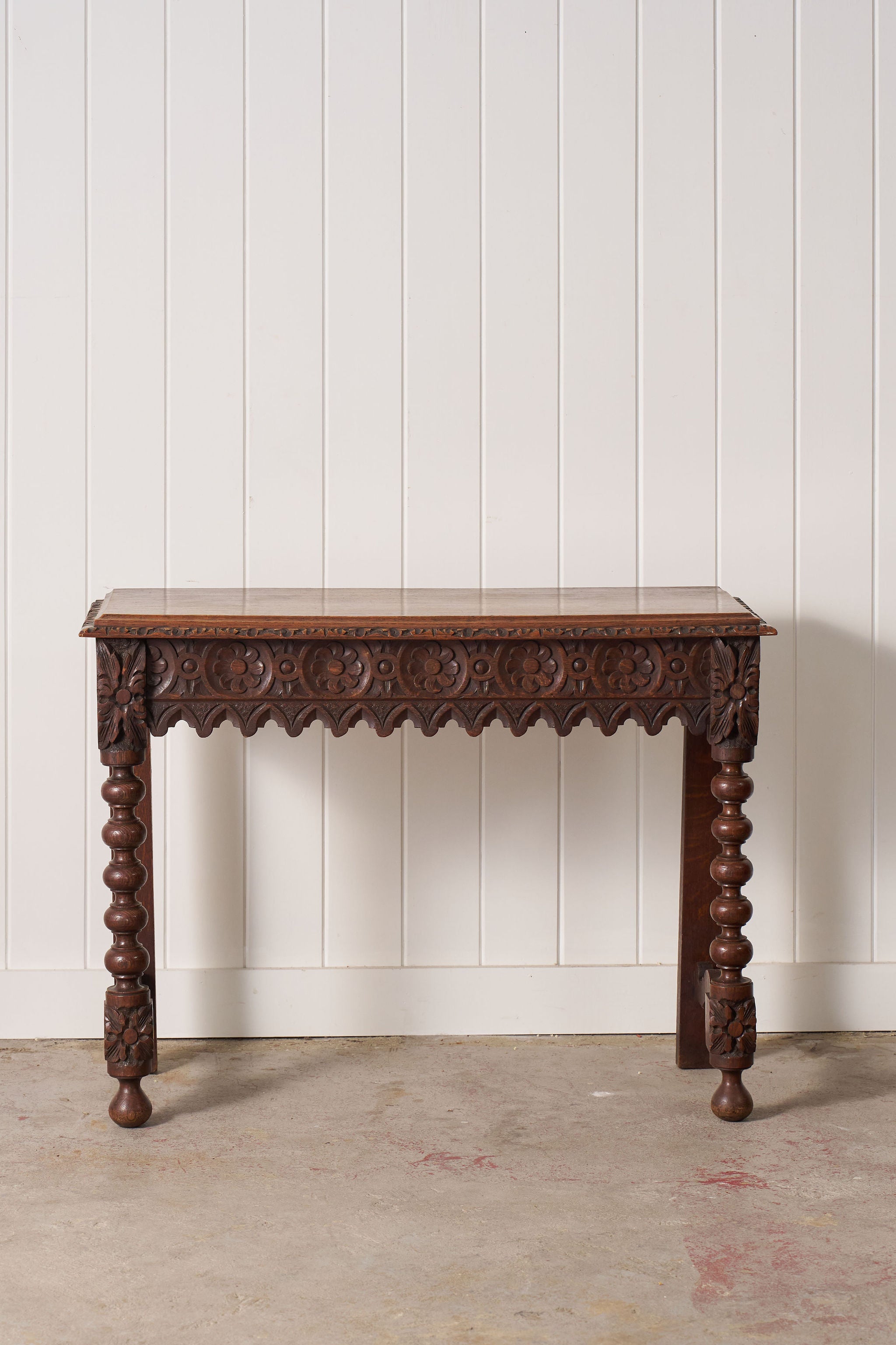 19th Century English Victorian Carved Oak Console