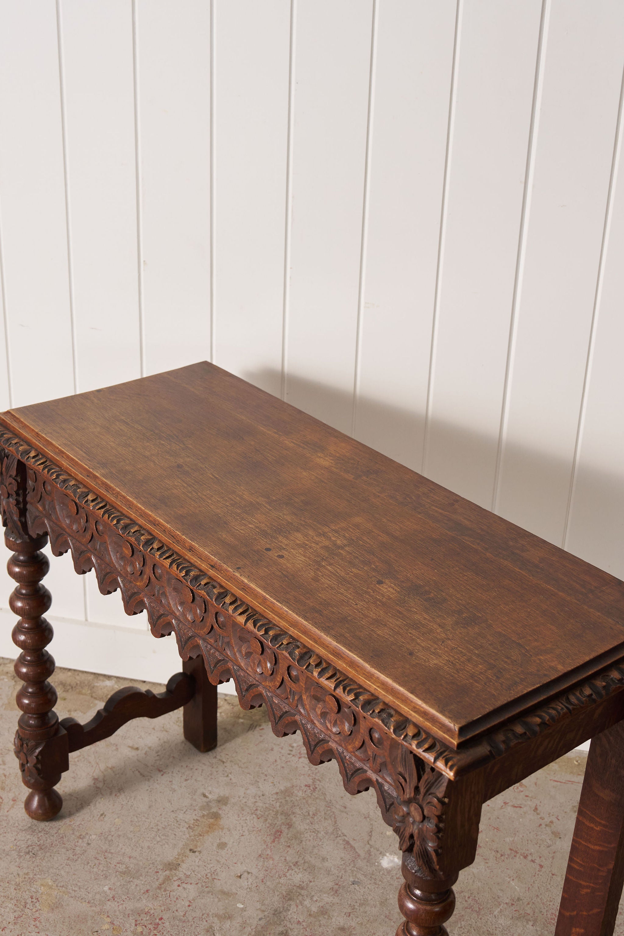 19th Century English Victorian Carved Oak Console
