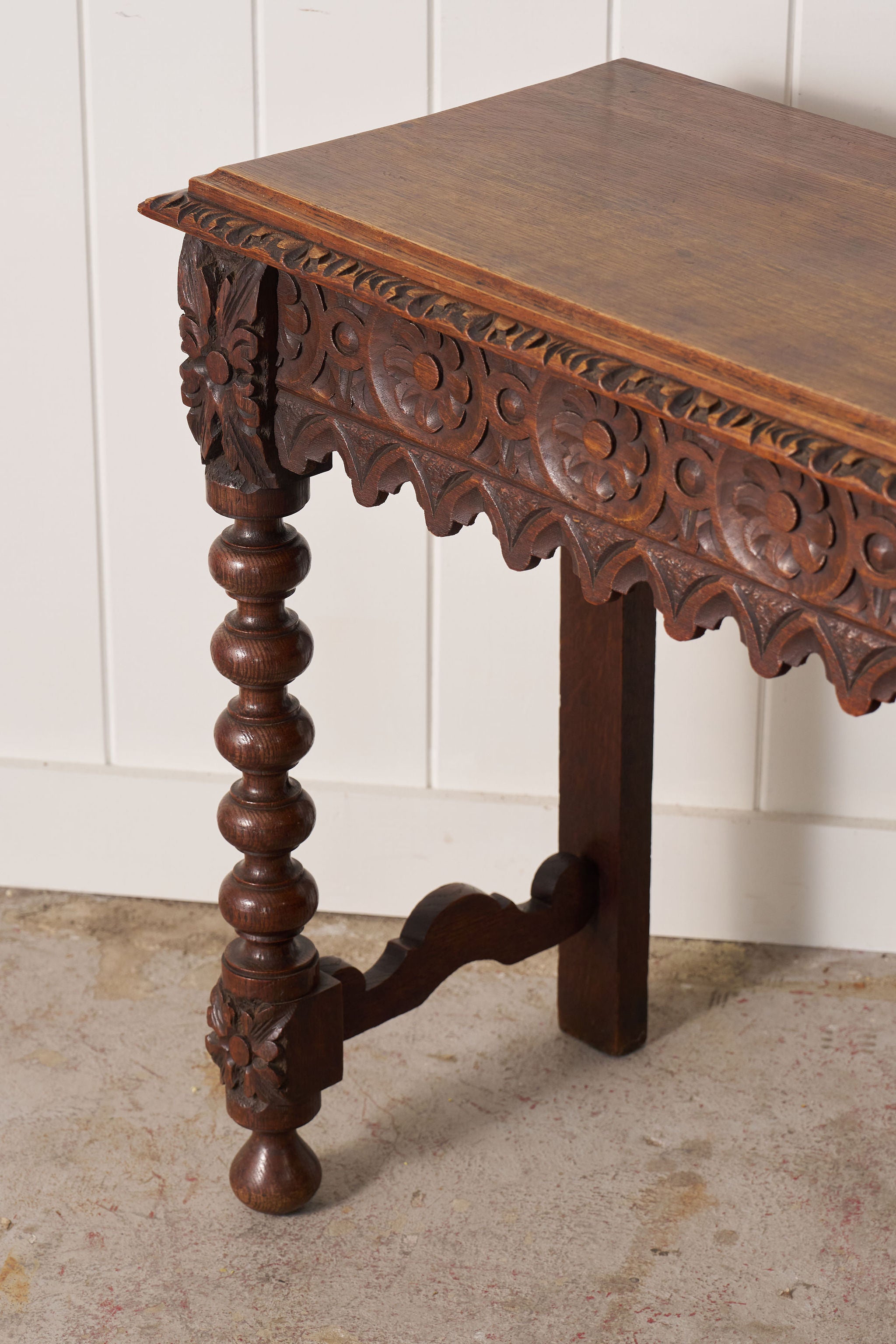 19th Century English Victorian Carved Oak Console