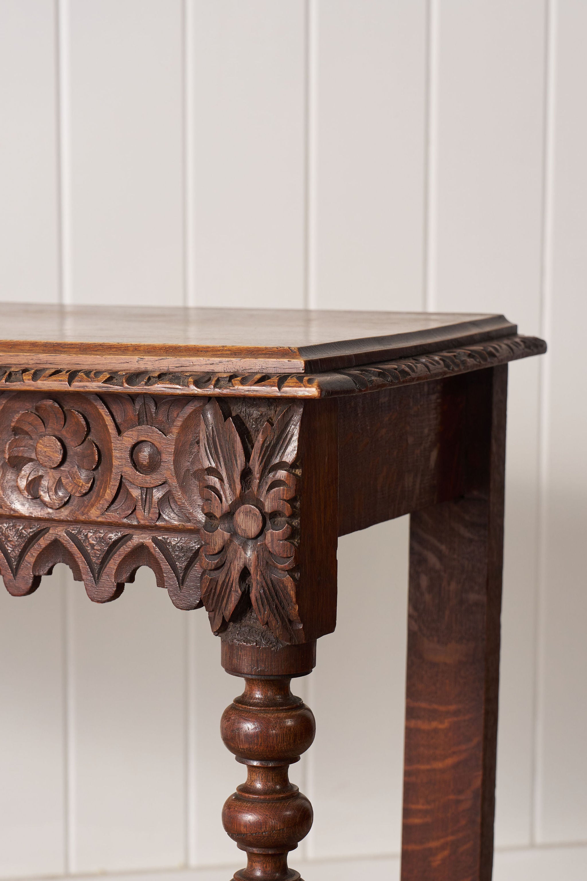 19th Century English Victorian Carved Oak Console
