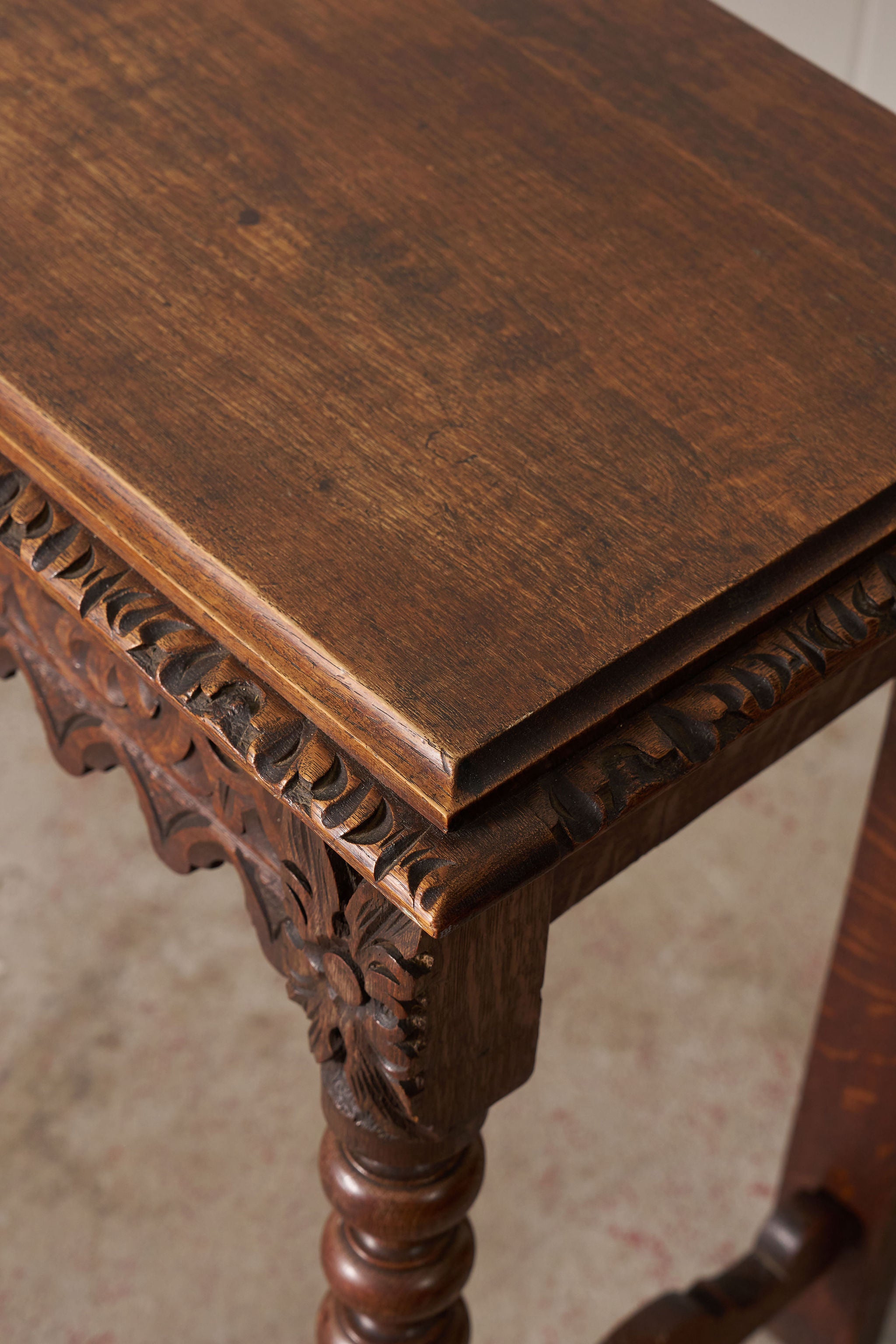 19th Century English Victorian Carved Oak Console