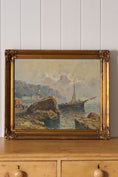 Load image into Gallery viewer, Mid-Century Original Oil on Canvas on Harbor in Giltwood Frame
